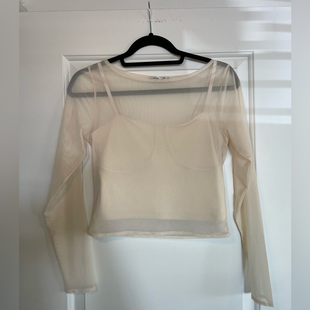 Abercrombie & Fitch Women's Long-Sleeve Mesh Corset Top (size: M)